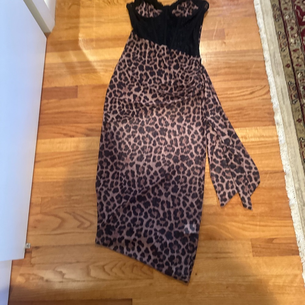 Dolls Kill Widow Unholy Sample Leopard Print Dress with Black Lace size Small - Picture 3 of 8